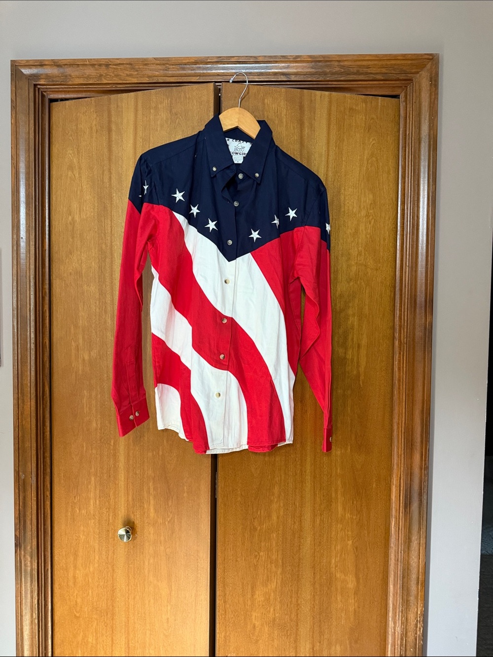 Women’s Button-Down Patriotic Stripe Shirt - Navy, Red & White